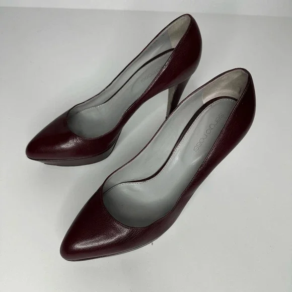 SERGIO ROSSI Oxblood Red Wine Platform Pump Heel patent leather womens 39 US 9 - Picture 3 of 8